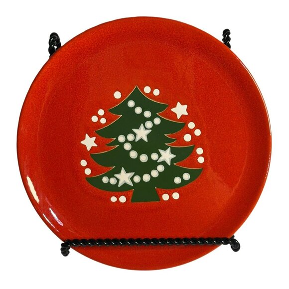 VTG Waechtersbach Christmas Tree Plate | Red 8" Holiday Serving Dish Accents - Picture 1 of 5